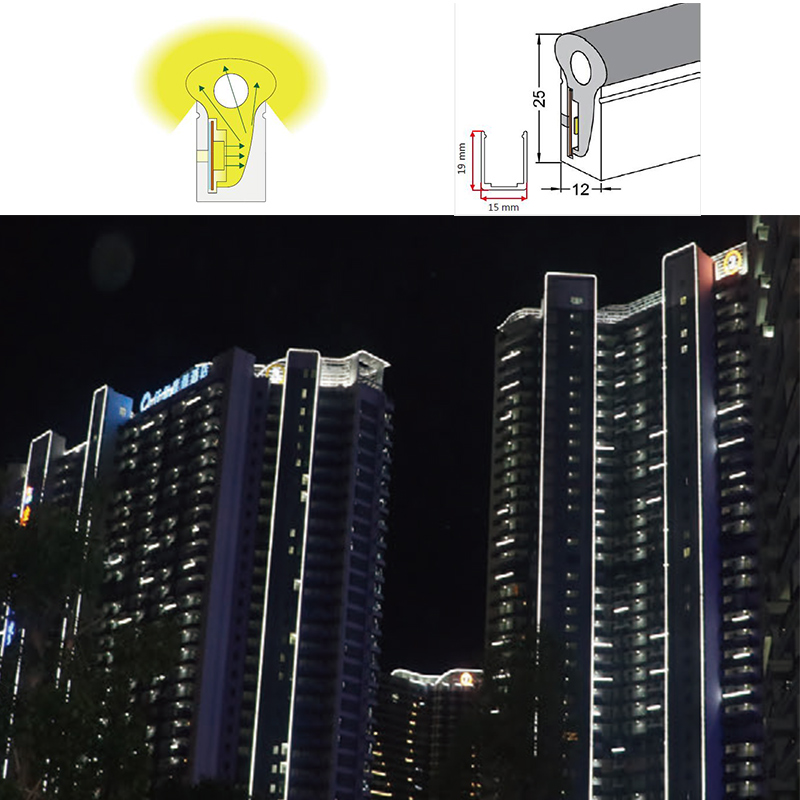 Flex Silicone LED Light Channel Dome Top 270° Side Emitting 12*25mm Flex Silicone LED Light Channel Dome Top 270° Side Emitting 12*25mm